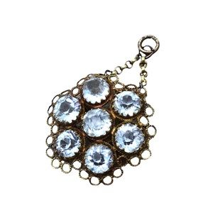 Antique Flower Crystal Filigree 14k Pendant.